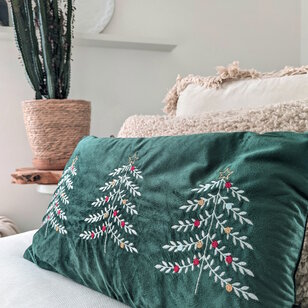Sierkussen Velvet Tree Groen | 30 x 50 cm | Fluweel/Polyester
