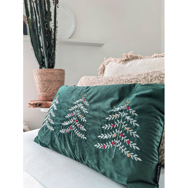 Sierkussen Velvet Tree Groen | 30 x 50 cm | Fluweel/Polyester