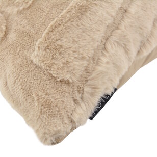 Furry Leaves Beige Kissenbezug | 45x45 cm | Polyester