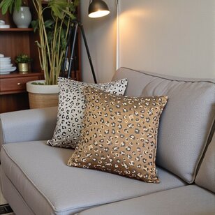 Sierkussen Jacquard Leopard Gold/Brown | 45 x 45 cm | Polyester