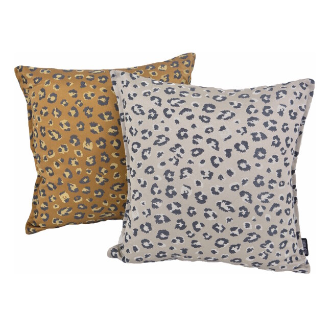Jacquard Leopard Gold/Brown Kussenhoes | 45x45 cm | Polyester