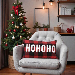 HOHO Kerst Ruit Kussenhoes | 30x50 cm | Katoen