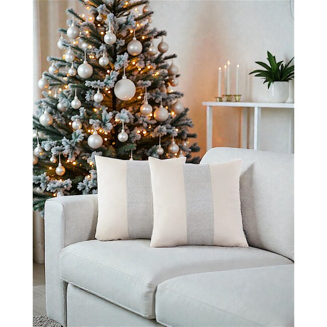 Bliss Diamond - Crème | 45 x 45 cm | Kussenhoes | Velvet/Polyester