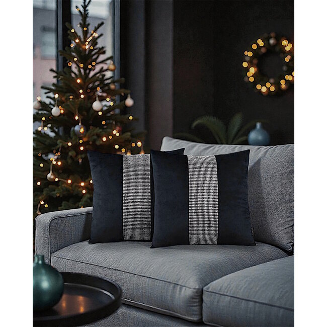 Bliss Diamond - Zwart Kussenhoes | 45x45 cm | Velvet/Polyester