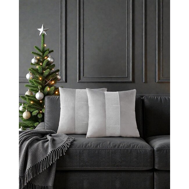 Bliss Diamond - Grijs Kussenhoes | 45x45 cm | Velvet/Polyester