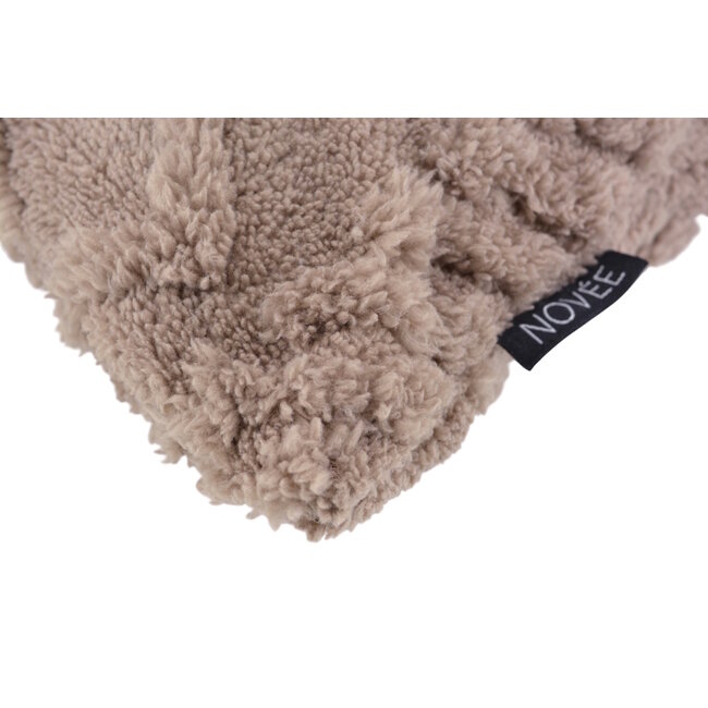 Furry Cross Taupe Kissenbezug | 45x45 cm | Polyester