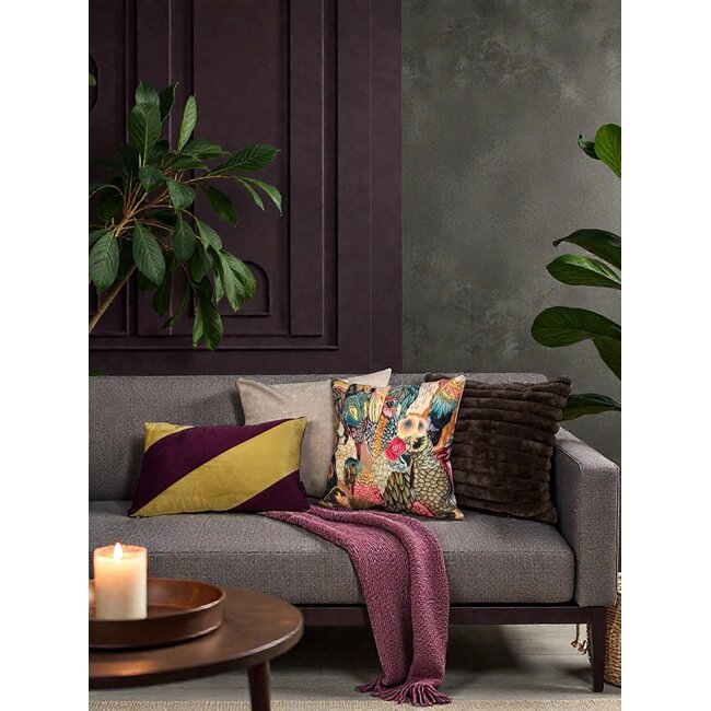 Sierkussen Velvet Swirl Pistache / Aubergine | 30 x 50 cm | Polyester