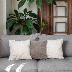 Furry Plant Beige Kussenhoes | 45x45 cm | Polyester