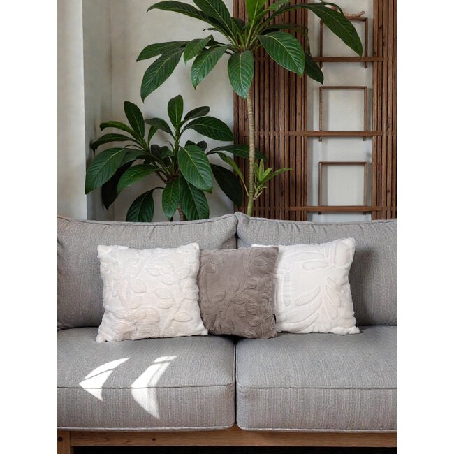 Sierkussen Furry Plant Beige | 45 x 45 cm | Polyester