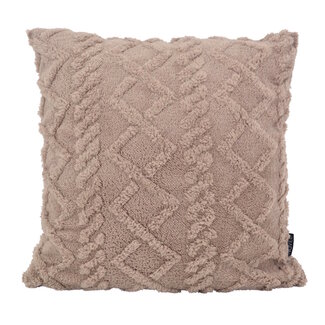 NOVÉE Sierkussen Furry Cross Taupe | 45 x 45 cm | Polyester