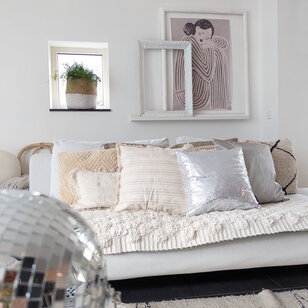 Sierkussen Shiny Glitter Silver | 45 x 45 cm | Polyester