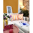 Streep Lila/Geel Kussenhoes | 45x45 cm | Katoen/Polyester