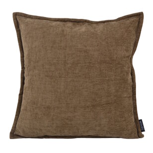 Chenille Piped Bruin Kussenhoes | 45x45 cm | Polyester