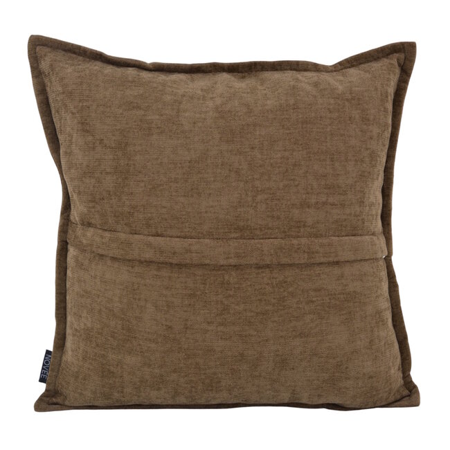 Chenille Piped Bruin Kussenhoes | 45x45 cm | Polyester
