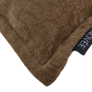 Chenille Piped Bruin Kussenhoes | 45x45 cm | Polyester