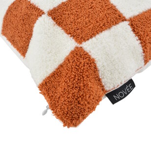 Bouclé Checker Terra Kussenhoes | 45x45 cm | Katoen/Polyester