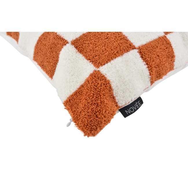 Bouclé Checker Terra Kussenhoes | 45x45 cm | Katoen/Polyester