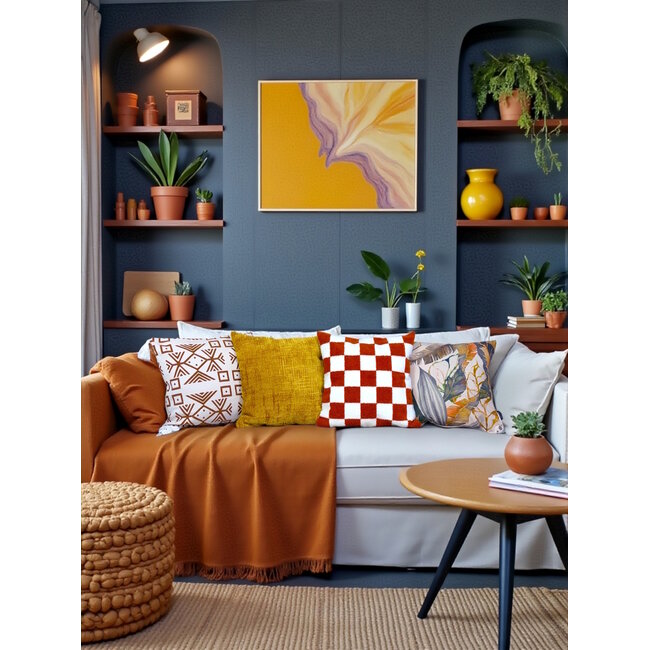 Sierkussen Bouclé Checker Terra | 45 x 45 cm | Katoen/Polyester