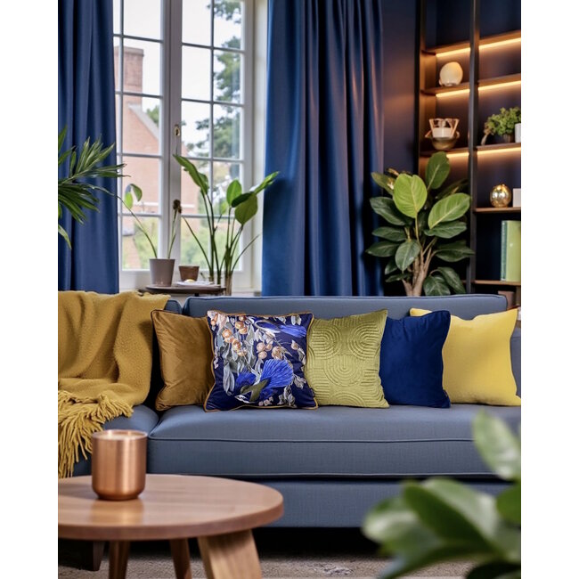 Midnight Birds Kissenbezug | 45x45 cm | Samt/Polyester