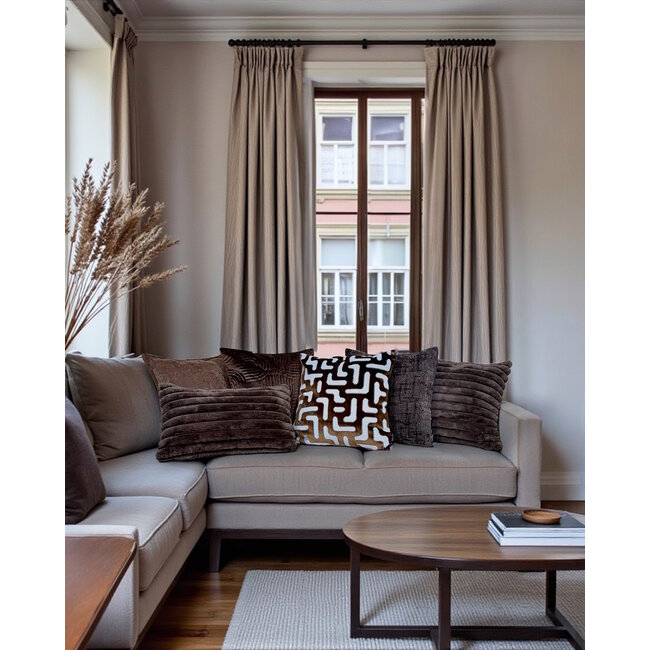 Rosie Rib Bruin | 45 x 45 cm | Kussenhoes | Polyester