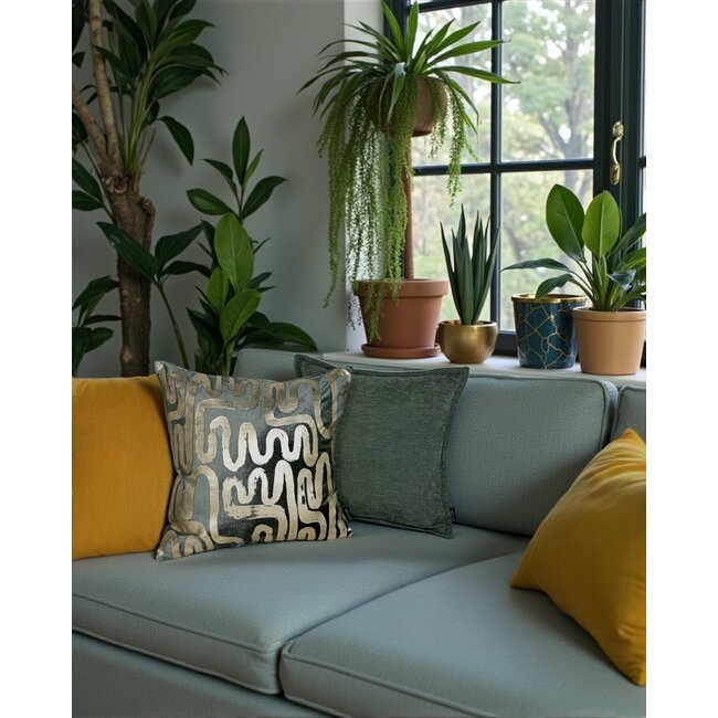 Naja Groen | 45 x 45 cm | Kussenhoes | Velvet/Viscose