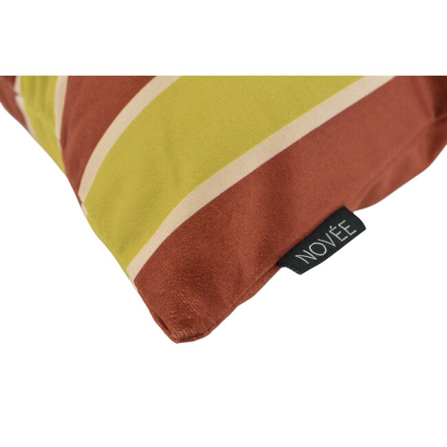Riviera Stripe Groen/Roest | 45 x 45 cm | Kussenhoes | Katoen/Polyester