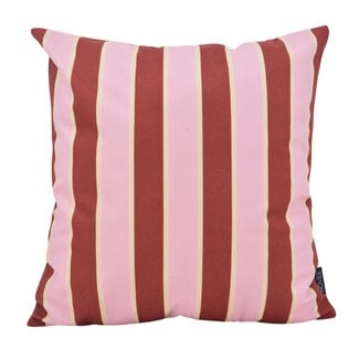 NOVÉE Riviera Stripe Roze/Rood Kussenhoes | 45x45 cm | Katoen/Polyester