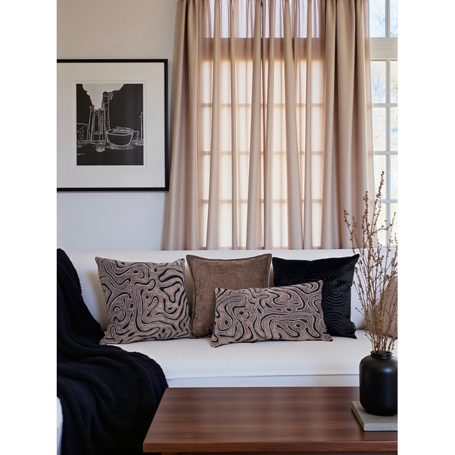 Chenille Flow Bruin Kussenhoes | 45x45 cm | Velvet/Polyester