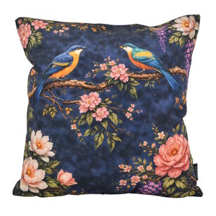 Midnight Blossom Birds #2 Kussenhoes | 45x45 cm | Katoen/Polyester