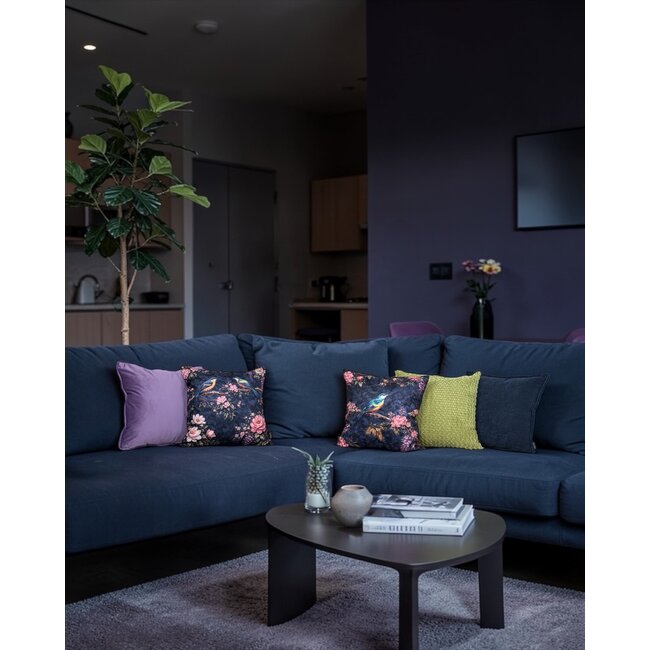Midnight Blossom Birds #2 Kissenbezug | 45x45 cm | Baumwolle/Polyester