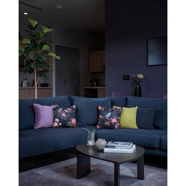 Sierkussen Midnight Blossom Birds #1 | 45x45 cm | Katoen/Polyester
