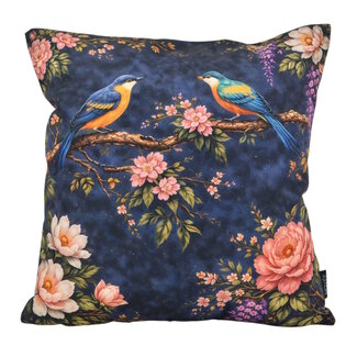 NOVÉE Sierkussen Midnight Blossom Birds #2 | 45x45 cm | Katoen/Polyester