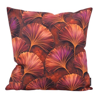 NOVÉE Dekokissen Ginkgo Burgundy | 45x45 cm | Baumwolle/Polyester