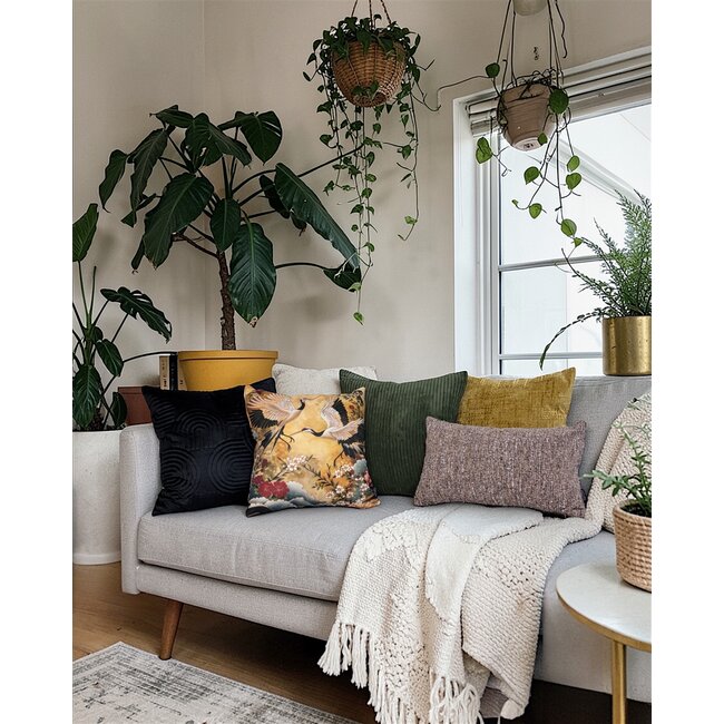 Sierkussen Chenille Stripe Geel | 45 x 45 cm | Polyester