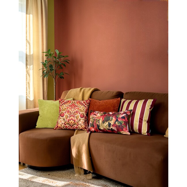 Dekokissen Heritage Bloom Rot | 45x45 cm | Baumwolle/Leinen