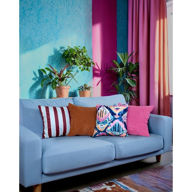 Riviera Stripe Blauw/Rood Kussenhoes | 45x45 cm | Katoen/Polyester