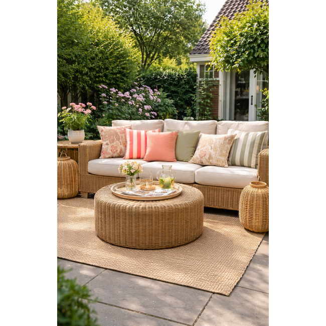 Nila Oudroze  - Outdoor Kussenhoes | 45x45 cm | Katoen/Polyester