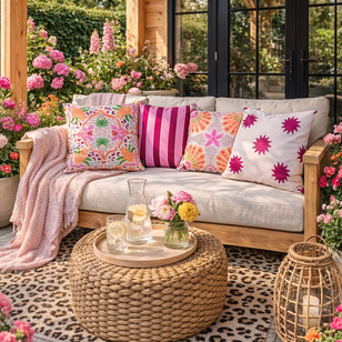 Sunset Stripe Pink - Outdoor Kussenhoes | 45x45 cm | Katoen/Polyester