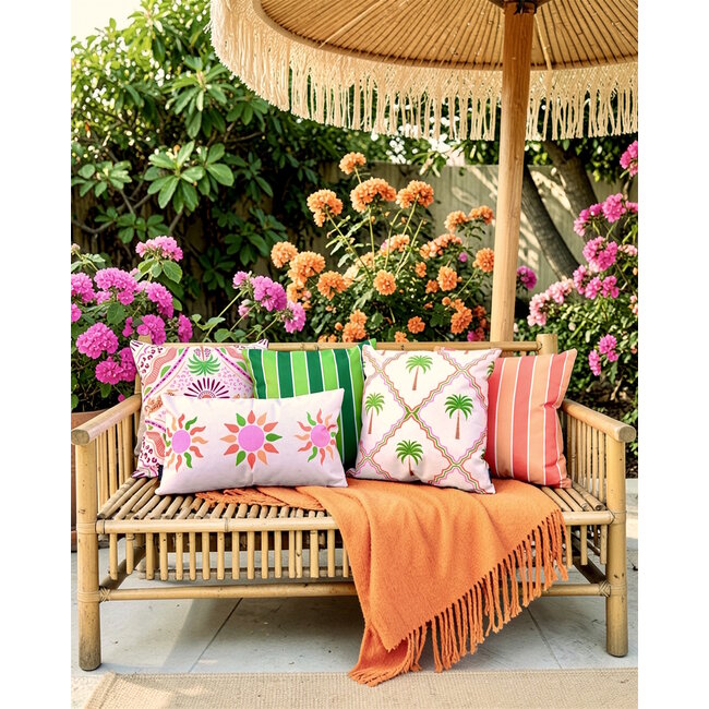 Sunset Stripe Orange  - Outdoor Kussenhoes | 45x45 cm | Katoen/Polyester