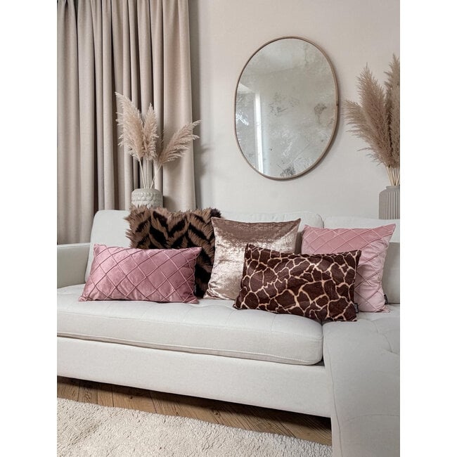 Velvet Cross Oudroze Kussenhoes | 30x50 cm | Velvet/Polyester