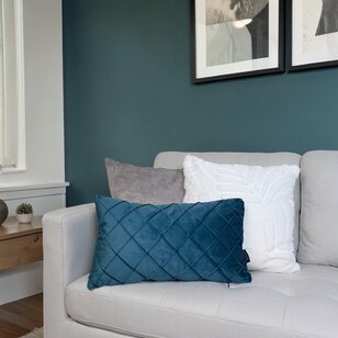 Velvet Cross Petrol Kussenhoes | 30x50 cm | Velvet/Polyester