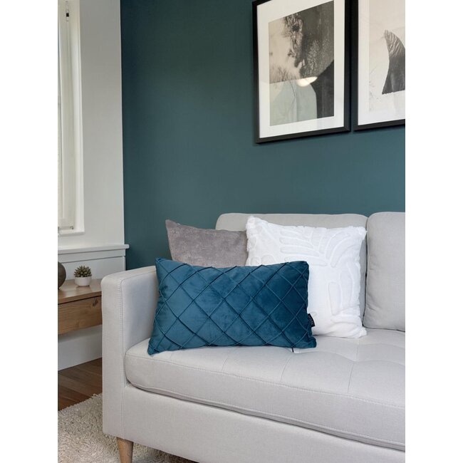 Velvet Cross Petrol Kissenbezug | 30x50 cm | Samt/Polyester
