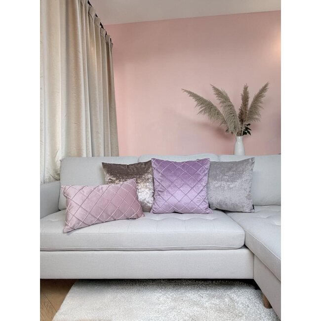 Velvet Cross Lila Kussenhoes | 45x45 cm | Velvet/Polyester
