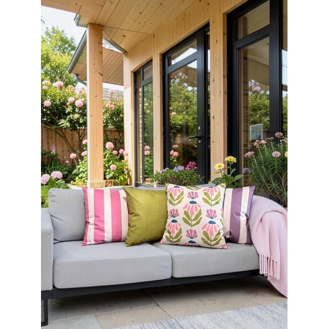 Streifen - Outdoor Lila Kissenbezug | 45x45 cm | Baumwolle/Polyester