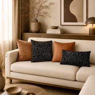 Sierkussen Chenille Flow Zwart | 45 x 45 cm | Velvet/Polyester
