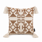 Coffee/White Tassle Kussenhoes | 45x45 cm | Polyester