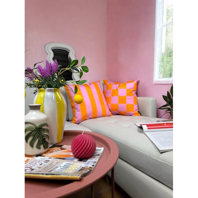 Streifen Orange/Rosa Kissenbezug | 45x45 cm | Baumwolle/Polyester