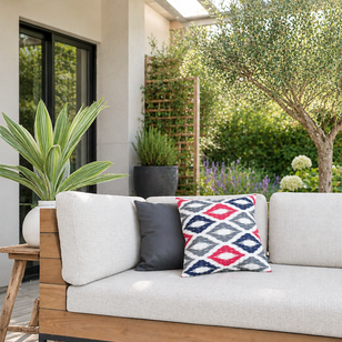 Diamond Rosa/Blau - Outdoor Kissenbezug | 45x45 cm | Baumwolle