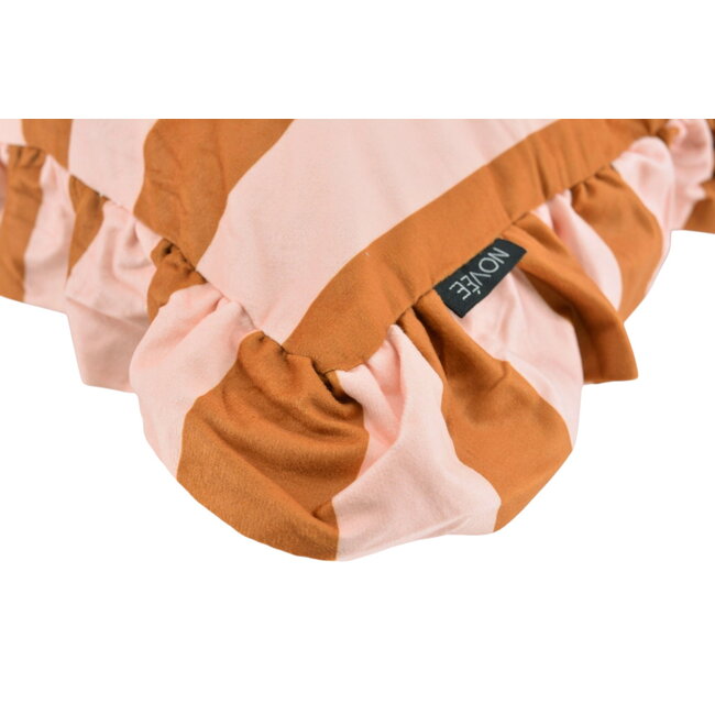 Ruffles Stripe Bruin/Roze Kussenhoes | 45x45 cm | Katoen/Polyester