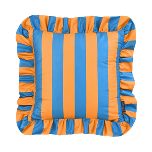 Ruffles Stripe Blauw/Oranje Kussenhoes | 45x45 cm | Katoen/Polyester